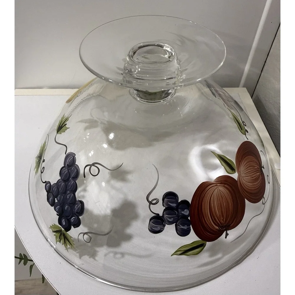 Vintage Victradco Hand Painted Fruit Grove Pedestal Bowl 9